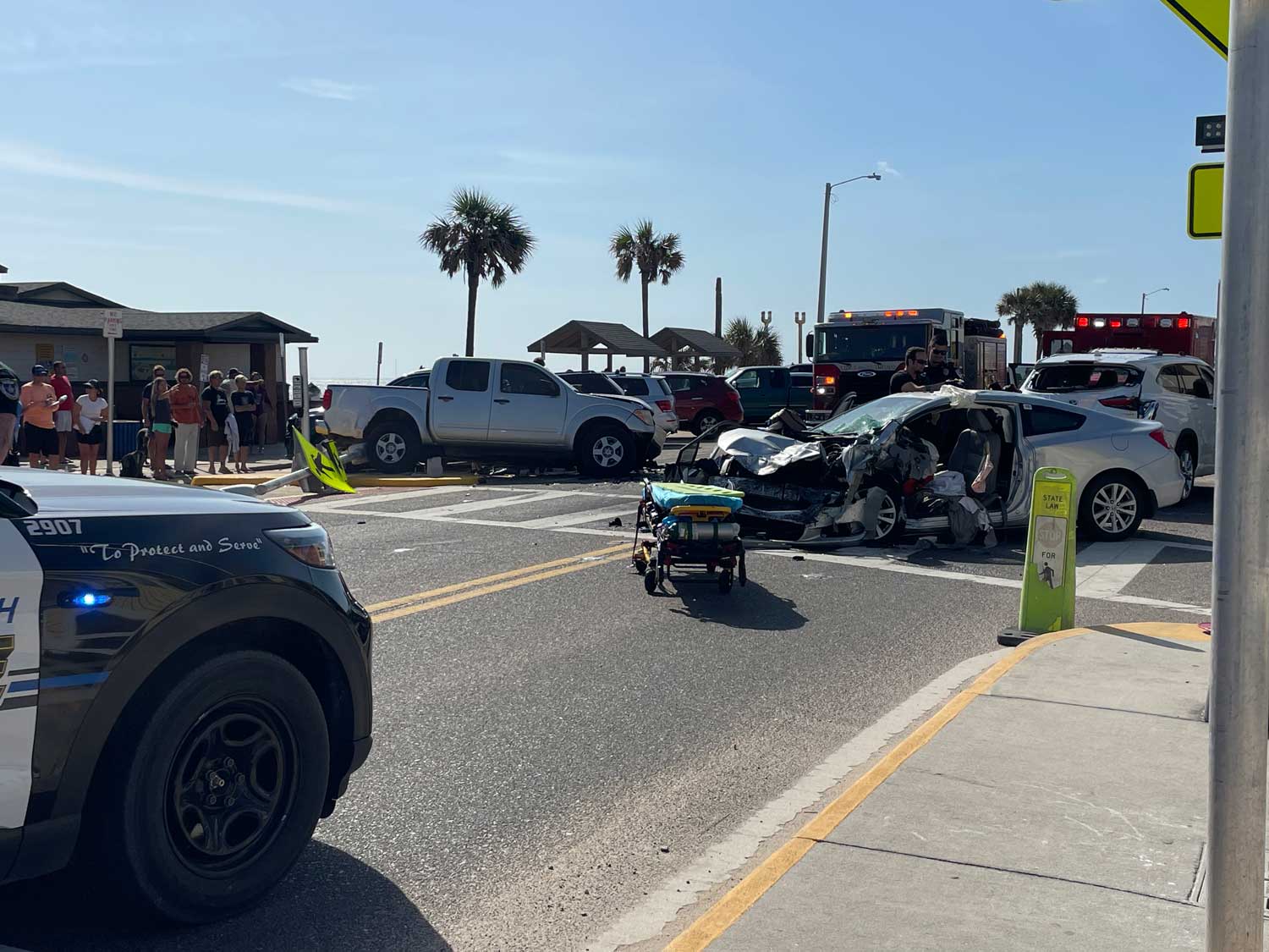 HeadOn Crash at Flagler Beach Pier Narrowly Misses Mayor, Her Child
