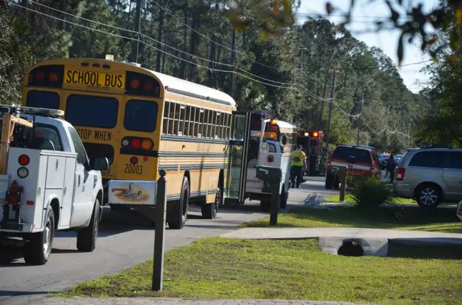 school bus crash scene