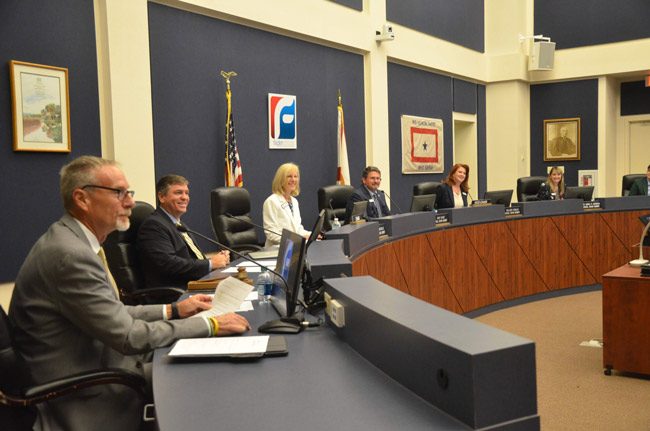 The Flagler County School Board can be all smiles. (© FlaglerLive)