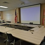 The Flagler County School Board in its workshop room, in a quieter moment. (© FlaglerLive)