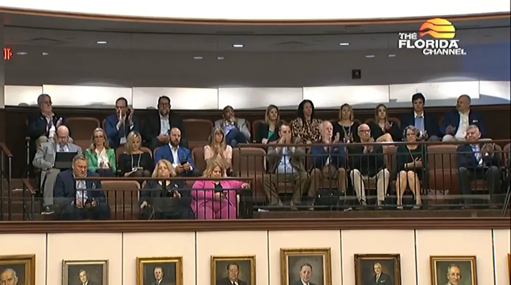 Florida school board members visited the state Capitol Building and sat in the Senate gallery. Feb. 3, 2022. Credit: Screenshot/Florida Channel
