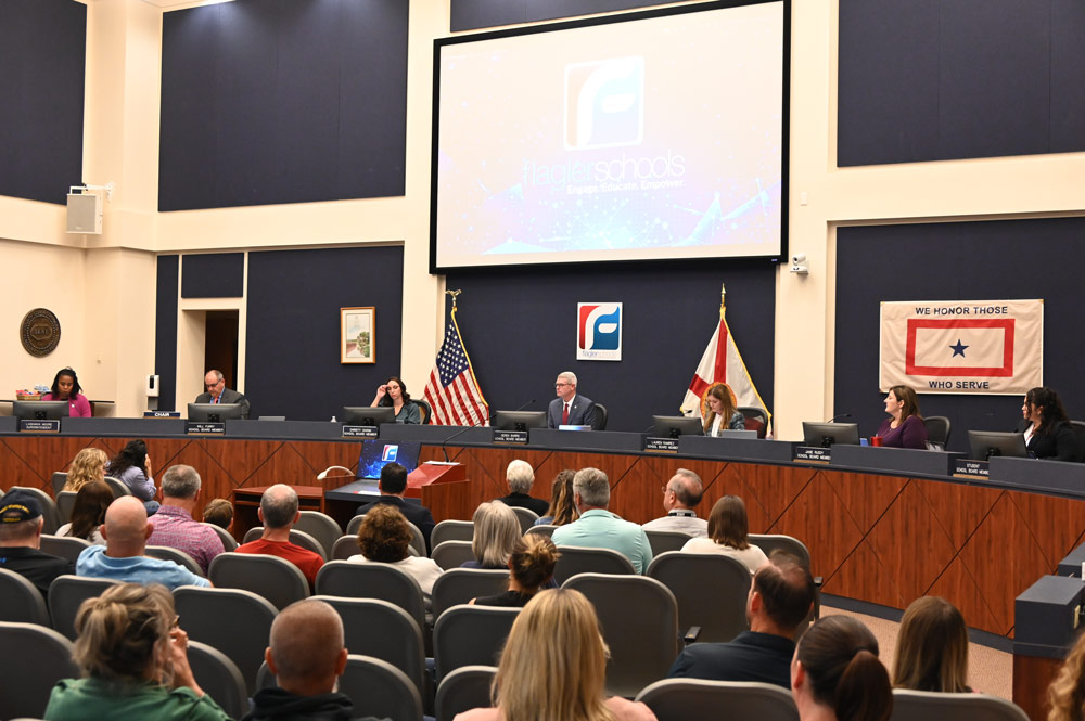 Flagler County's School Board, like most school boards in Florida, faces enrollment and funding challenges as a publicly funded private-school and homeschool voucher system is devouring a larger share of the state's education budget. (© FlaglerLive)