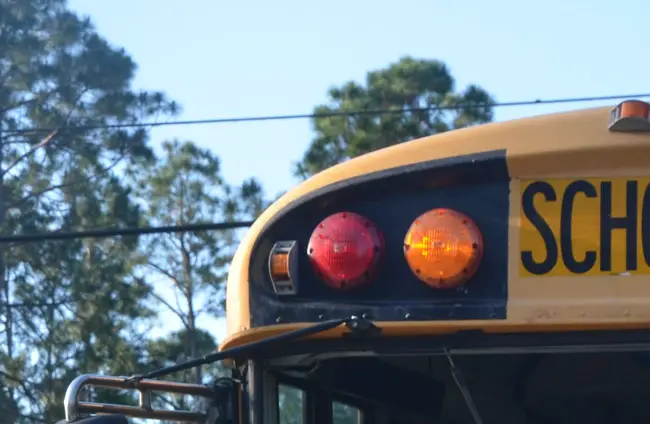 The incident developed on a school bus as it was delivering students in Palm Coast's R Section Tuesday afternoon. (© FlaglerLive)