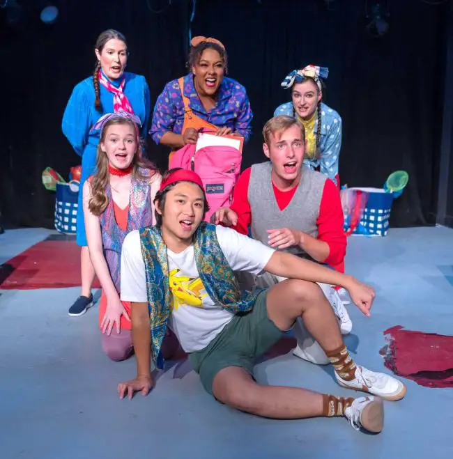 The City Repertory Theatre production of “Schoolhouse Rock Live! Jr.” stars, front: Nick Sok; middle from left: Rebecca Davis and Michael Sheehan; back from left: Junine Johnson, Phillipa Rose and Elizabeth Post. (Mike Kitaif)