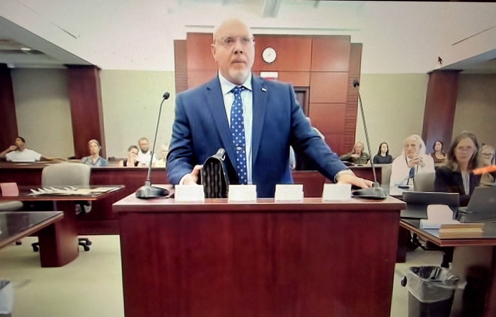 Attorney Scott DuPont in his appearance before Circuit Judge Dawn Nichols this afternoon. (© FlaglerLive via zoom)