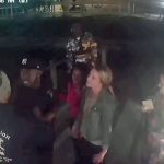 A still from the surveillance video outside the White Lion, where Richard Petkovskek, furthest left, was arrested last November.