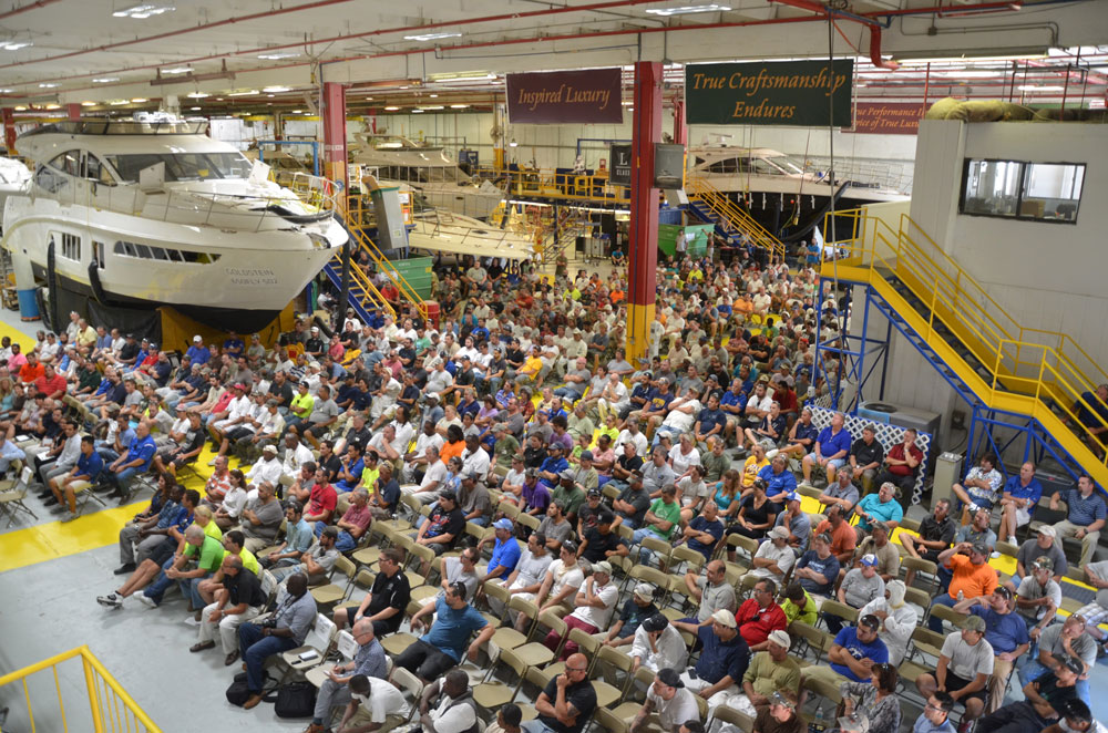 The good days back when Brunswick's plant was a Sea Ray Boats operation, before it shut down in 2018 to reopen in 2021 as a Boston Whaler operation. (© FlaglerLive)