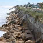 The (normally) buried sea wall at the north end of Flagler Beach after Hurricane Ian last September. It has since been re-buried in sand. A similar sea wall will be built at the south end of Flagler County's shoreline, an area that has sustained repeated and severe erosion. (© FlaglerLive)