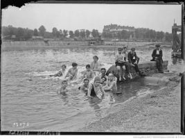 Bathing on a hot day in Paris, 1932.