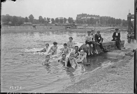 Bathing on a hot day in Paris, 1932.