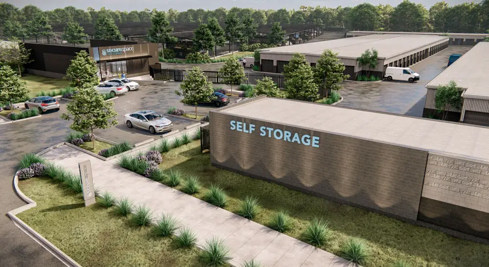 The Secure Space self-storage facility would be built between Old Kings Road and I-95, near the Hidden Lakes subdivision. The illustration was part of the developer's presentation to the city council. 