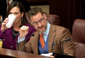 Sen. Greg Steube, a Sarasota Republican, won the day. (Click on the image for larger view. (© FlaglerLive via Florida Senate)