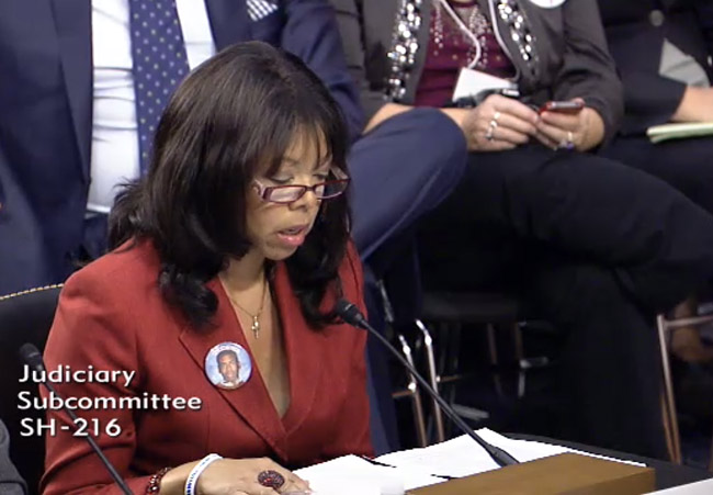 Lucia McBath, whose son, Jordan Russell Davis, 17, was killed while sitting in a car during a dispute over loud music in Jacksonville last fall, spoke to the Senate subcommittee Tuesday.