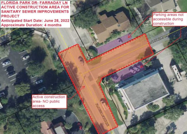 faraday lane florida park drive closure