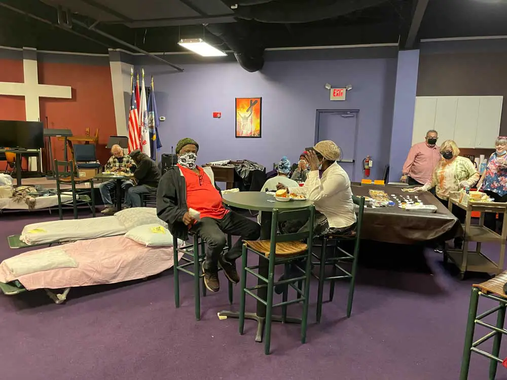 The non-denominational cold-weather shelter uses the facilities at Church on the Rock in Bunnell, but is not in any way affiliated with the church. (Martin Collins for FlaglerLive)