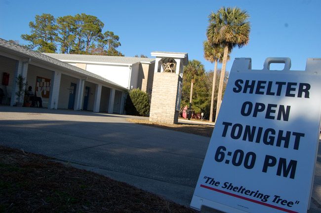 The Sheltering Tree, Flagler County's cold-weather shelter for the homeless at Bunnell's First Methodist Church, has been open every night the temperature has gone below 40 degrees. Nights will warm up after Wednesday. (© FlaglerLive)