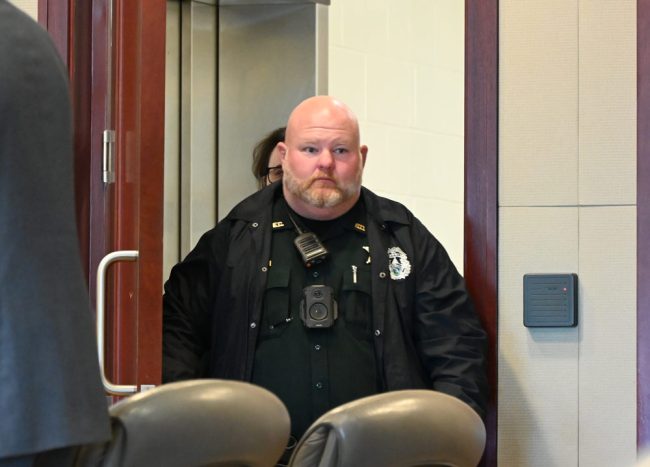 Sergeant  Brian Sheridan, seen here entering court, is Detention Deputy of the Year. (FCSO)