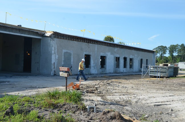 Reconstructive surgery on what will be the sheriff's operations building, what used to be Memorial hospital in Bunnell, is continuing. (© FlaglerLive)