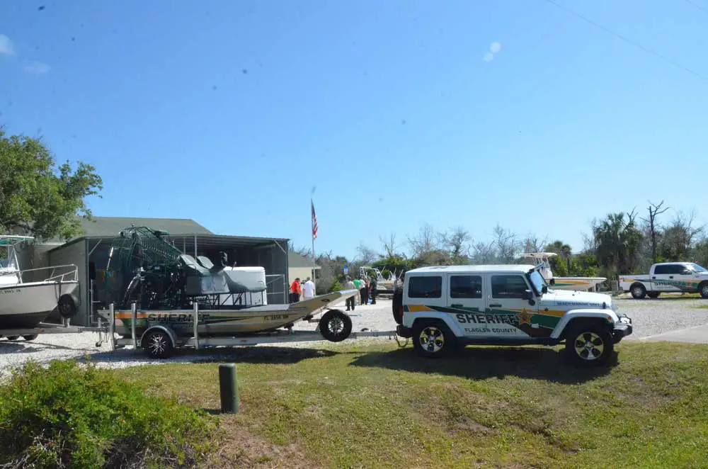 The Flagler County Sheriff's Office's air boat, normally stationed at its Hammock district station, was moved to the mainland, and may see some action over the next three days as Hurricane Ian is expected to drop huge amounts of rain on Flagler and cause flooding in some parts. (© FlaglerLive)