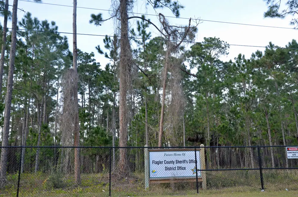 Not so fast: The planned locating of the sheriff's district office on land adjacent to the county public library on Palm Coast Parkway is no longer the case: the county commission has opted to move the location back to Bunnell. (© FlaglerLive)