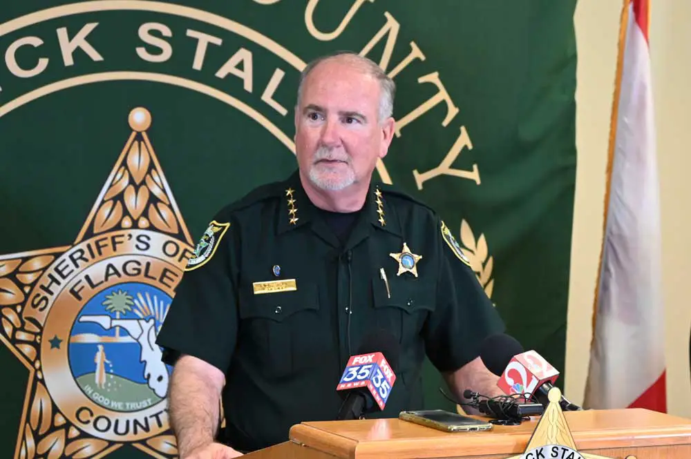 Sheriff Rick Staly said the Flagler district prepared to open summer school at Rymfire Elementary with 350 students and no deputy requested. Livid at the possibility in light of the most recent school shooting, he ordered that a school resource deputy be dispatched to the school regardless, and told the district he'd be billing it regardless. The district has since conceded the point. (© FlaglerLive)