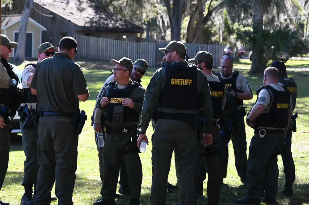 Flagler County Sheriff's deputies at a training exercise at Princess Place Preserve in January. (© FlaglerLive)