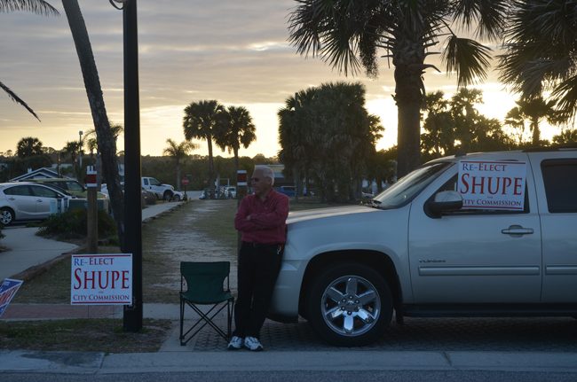 No sunset for Marshall Shupe just yet: The Flagler County Commissioner was re-elected, with the most votes in the city, to his third straight term on Tuesday. He will be re-sworn-in this evening, along with Commissioner Kim Carney, who also won her third term. Six years ago she had been the top vote-getter in the city. (c FlaglerLive)