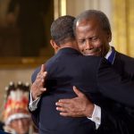 Sidney Poitiers after receiving the 2009 Medal of Honor from President Obama in 2009. (White House)