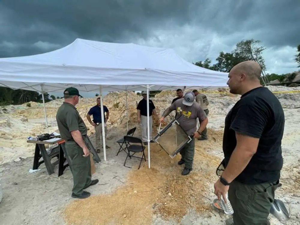 The sifting operation where the human remains were found at an expansion of the Toscana development will be laborious and take several days. (FCSO)