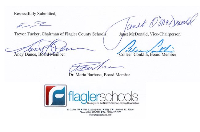 flagler county school board signatures