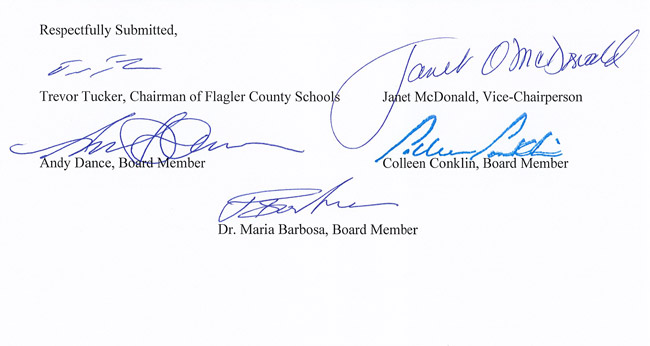 flagler county school board signatures