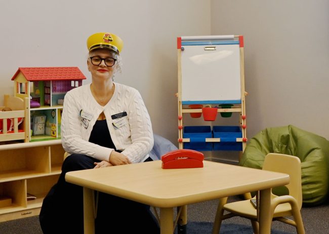 Jeannette Simmons in the play therapy room at Flagler Cares. (© FlaglerLive)