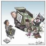 Trump gives MAGA insurrectionists $1.8 B by Michael de Adder, CagleCartoons.com