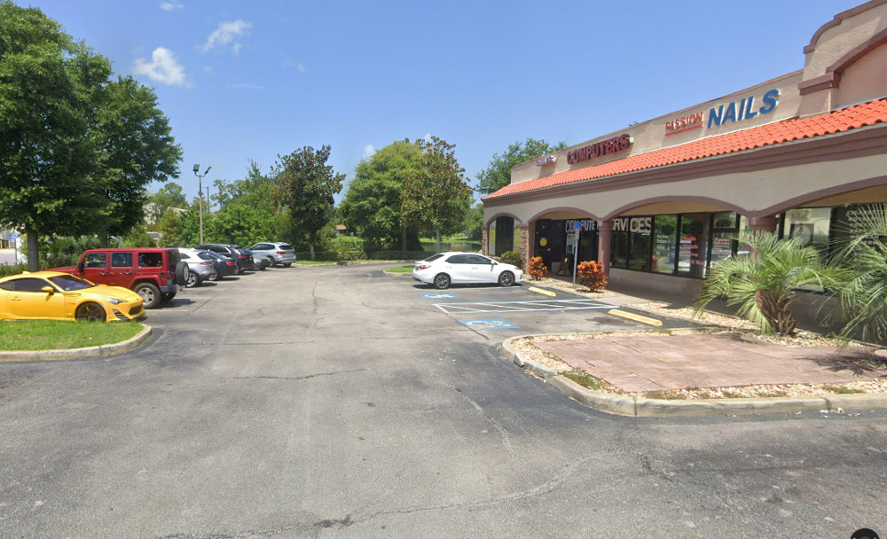The parking lot a Smiles and other businesses on Palm Harbor Way.