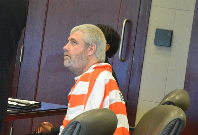 David Snelgrove in court in Bunnell today. (© FlaglerLive)
