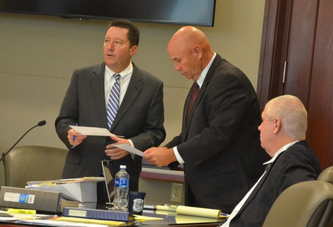 Snelgrove's attorneys: Michael Nielsen, left, and Jeff Stone. (© FlaglerLive)