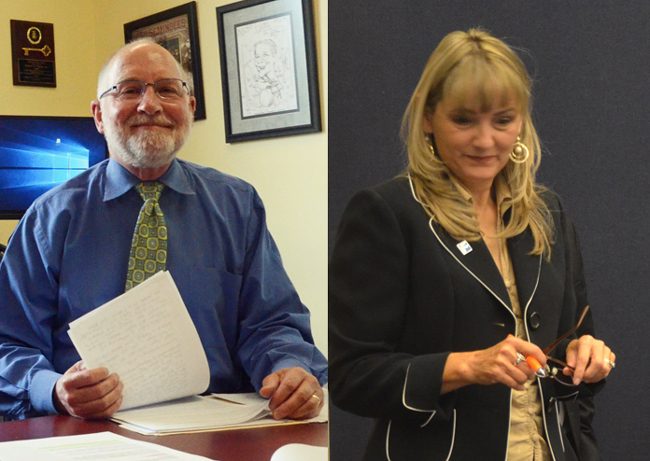 Robert Snyder, left, heads the Flagler Health Department. Maria Barbosa was elected to the Flagler County School Board in 2016. (© FlaglerLive)