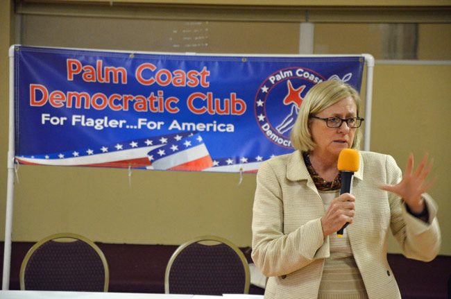 Nancy Soderberg in an appearance before the Palm Coast Democratic Club last November. (© FlaglerLive)