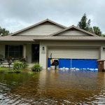 A house on South Flagler this evening. The water was still rising. (© FlaglerLive)