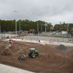 Construction of five additional tennis courts was ongoing today at the Southern Recreation Center. Officials, perhaps betting on their wish-list to Santa, claim the courts will be completed by year's end. (© FlaglerLive)