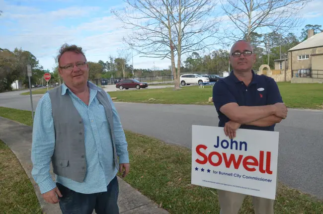 Bunnell City Commissioner John Rogers, who just won his third term, and John Sowell, who won his first, will be sworn-in shortly after 7 p.m. at a Bunnell City Commission meeting tonight. (© FlaglerLive)