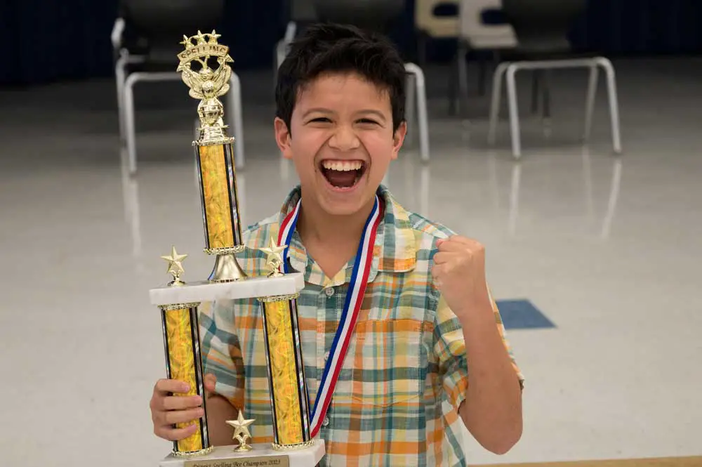Buddy Taylor Middle School 8th-grader Mitchell Spencer Edelstein with his trophy. (Flagler Schools)