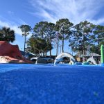 The splash pad at Holland park has been back in the wet since July, though it is closing next week for the winter--a planned closure during the cold-weather months. It reopens March 1, likely before the city's splash pad case goes to trial. (© FlaglerLive)