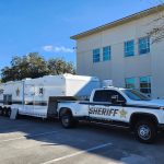 The St. Johns County Sheriff's bomb squad was dispatched to the Flagler County courthouse this morning to take delivery of the suspicious package that turned out to be a bundle of newspapers. (FCSO)