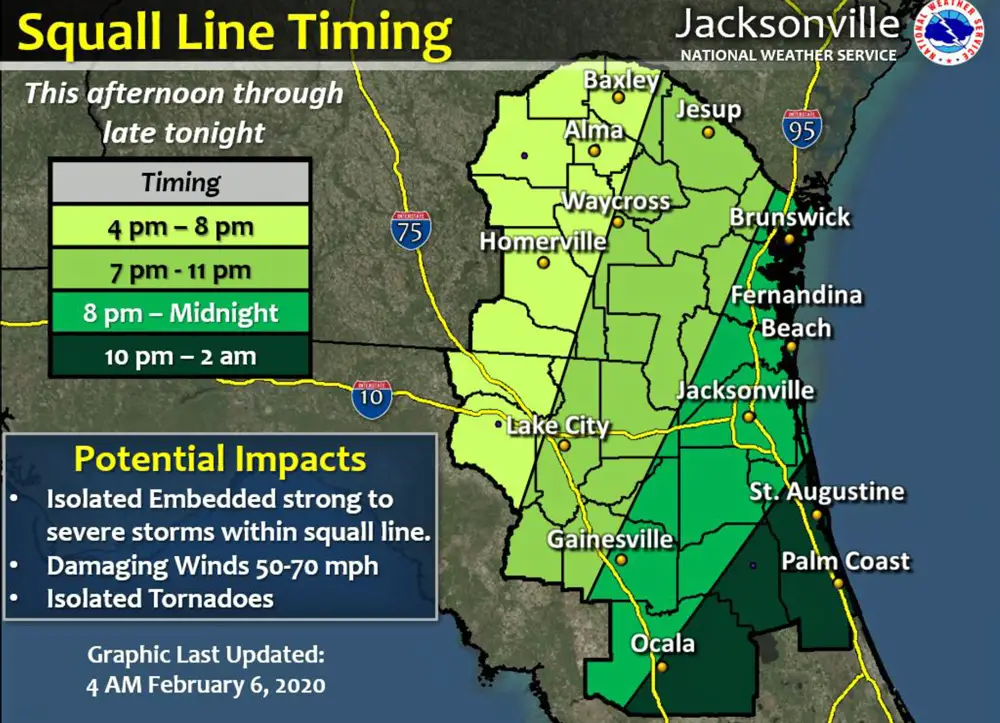 The latest forecast from the National Weather Service in Jacksonville. 