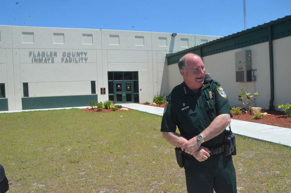 Sheriff Rick Staly, pre-goatee, at the Flagler County jail. (© FlaglerLive)