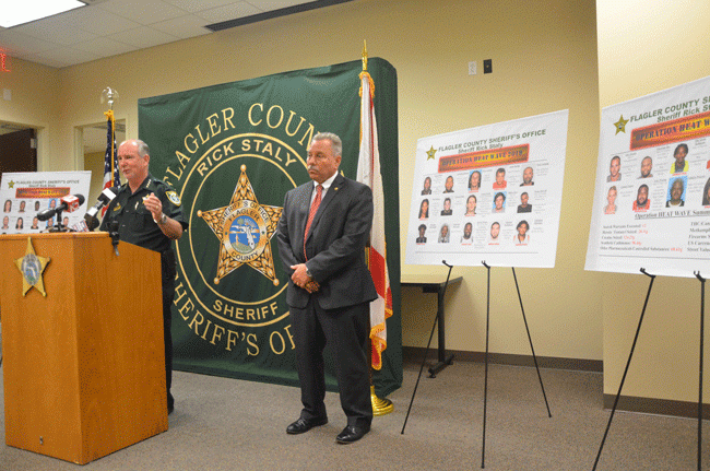 Sheriff Rick Staly and State Attorney R.J. Larizza today. (© FlaglerLive)