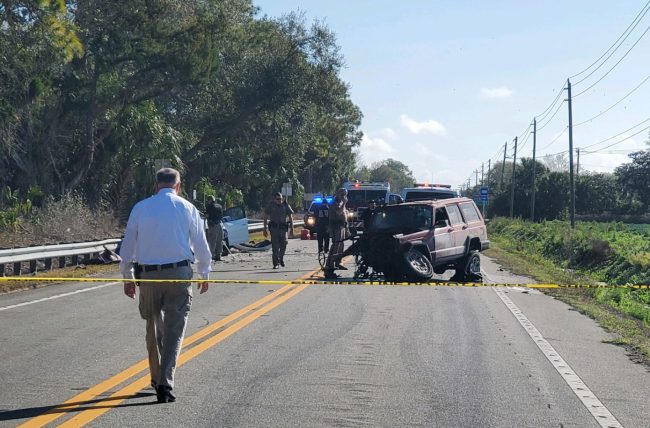 Sheriff Rick Staly at the scene of the first of the two crashes on State Road 100. (FCSO)