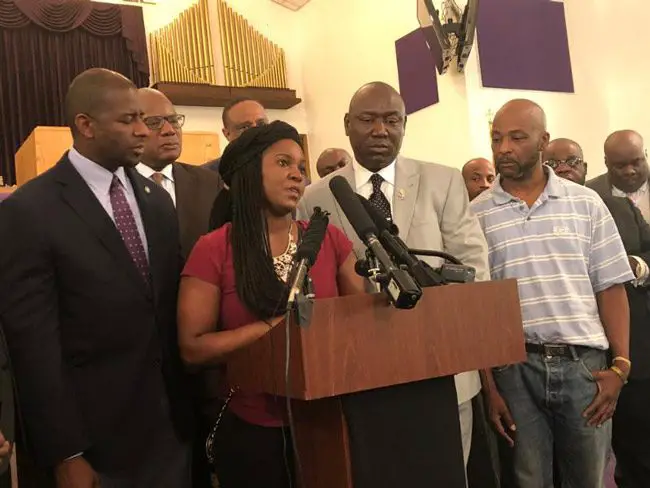 Britany Jacobs, McGlockton’s live-in partner and the mother of his three children, told reporters and supporters gathered Wednesday morning at Bethel Missionary Baptist Church in Tallahassee.