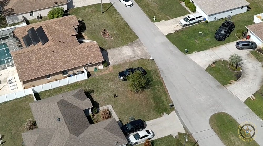 The standoff from above in a drone still released by the Sheriff's Office.